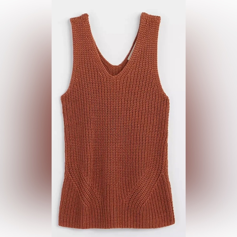 LOFT Rust Knit V-Neck Tank Top - Picture 4 of 10